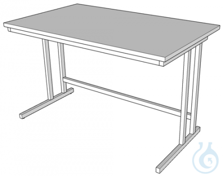 Labor-Pilz laboratory writing table, C-frame L1200/T600 melamine 4711-308002-16-O