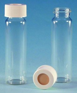 EPA Vials, white polypropylene screw top hole cap, pre-cleaned and assembled 23188