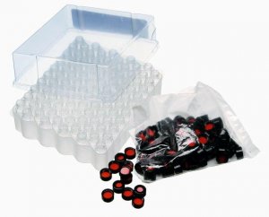 Vials, 2 mL, open-top screw cap, R.A.M. (9 mm) convenience kit with closures with septa, unassembled, pkg of 100 29056-U
