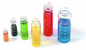 Vials, clear glass, screw top, graduated (vial only) 27025
