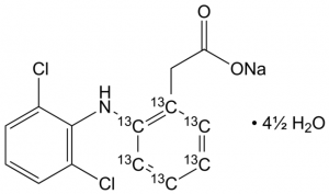 Diclofenac-(acetophenyl ring-13C6) sodium salt hemi(nonahydrate) 