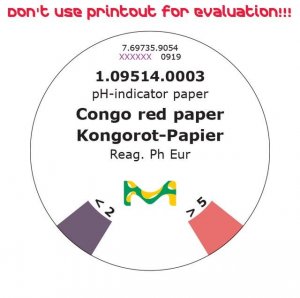pH-indicator paper Congo red paper 