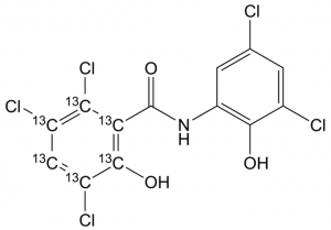 Oxyclozanide-(benzoyl ring-13C6) 
