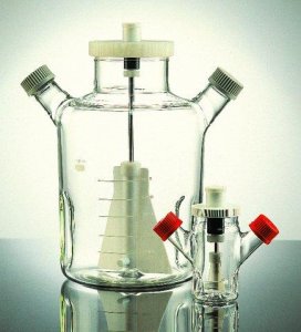 Corning ProCulture glass spinner flask complete, baffled, angled sidearms CLS45008L-1EA