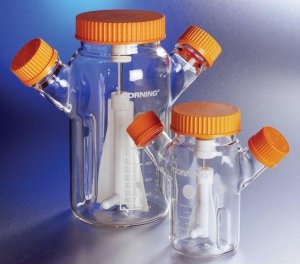 Corning ProCulture glass spinner flask only, baffled, vertical sidearms CLS451015L-1EA