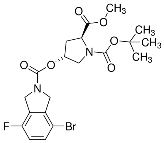 1-(Tert-butyl) 2-methyl (2S,4R)-4-((4-bromo-7-fluoroisoindoline-2-carbonyl)oxy)pyrrolidine-1,2-dicarboxylate 901725-100MG
