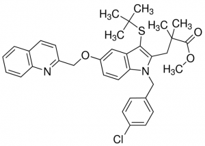 Methyl 3-(3-(tert-butylthio)-1-(4-chlorobenzyl)-5-(quinolin-2-ylmethoxy)-1H-indol-2-yl)-2,2-dimethylpropanoate 901783-100MG