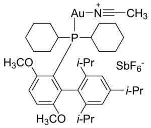 (Acetonitrile)[2-(dicyclohexylphosphino)3,6-dimethoxy-2,4,6-triisopropyl-1,1-biphenyl] gold(I) hexafluoroantimonate 