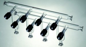 Synthware double vacuum manifold with high vacuum valves and #15 o-ring joints SYNM330804-1EA