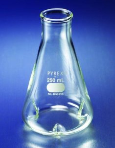 Pyrex baffled Erlenmeyer flask 