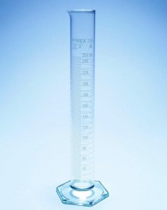 Pyrex Measuring cylinder with spout, class A with white graduations SLW3201/02WC-2EA