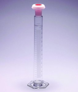 Pyrex Measuring cylinder, class B, white graduations, with polyethylene stopper SLW3211/12MP-10EA