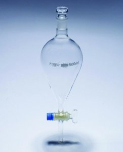 Pyrex Separating funnel, pear-shape, glass key SLW2180/12M-1EA