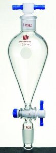 Synthware Squibb-style separatory funnel with standard taper joints, PTFE stopcock and PTFE stopper SYNF459100-1EA