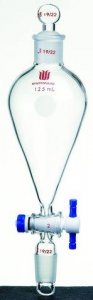 Synthware Squibb-style separatory funnel with standard taper joints, PTFE stopcock and PTFE stopper SYNF451010A-1EA