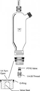 System 45 vessel with threaded side port and removable fritted disc 