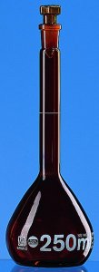 BRAND BLAUBRAND volumetric flask, glass stopper, amber glass 