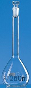 BRAND BLAUBRAND volumetric flask, glass stopper, clear glass 