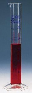 BRAND graduated cylinders, PMP, blue scale 