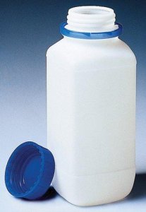 BRAND square bottle with tamper-proof screw cap, PE-HD BR130412-1EA