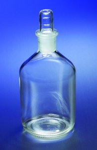Corning narrow mouth reagent bottle with Pyrex ST stopper 