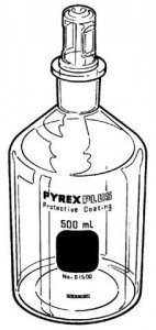PYREXPLUS narrow-mouth reagent bottle, with Pyrex ST stopper, protective coating 