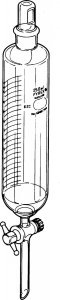 Pyrex cylindrical separatory funnel, PTFE stopcock 