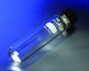 Pyrex heavy-duty round-bottom centrifuge tubes, with phenolic screw cap and rubber liner 