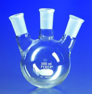 Pyrex round-bottom three neck angle type distilling flask CLS4965100-4EA