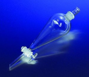 Pyrex Squibb separatory funnel, Pyrex jointed stopper, jointed stopcock 