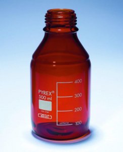 Pyrex Media-Lab Bottles, amber glass, with-out cap and pouring ring, with printed trace code SLW1519/10-10EA