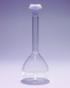 Pyrex Volumetric flask, heavy duty, class A, USP/ISO/DIN tolerances SLW3151/14-5EA