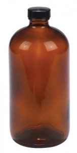 Wheaton amber-glass safety-coated bottle 