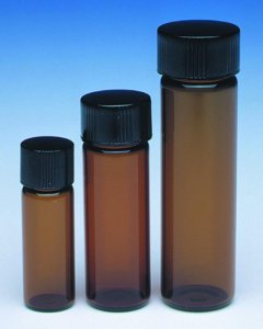 WHEATON amber sample vial with PTFE faced rubber lined cap packed in partitioned tray DWKW224681-288EA