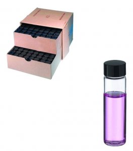WHEATON clear sample vial with PTFE faced rubber lined cap packed in partitioned tray DWKW224585-144EA