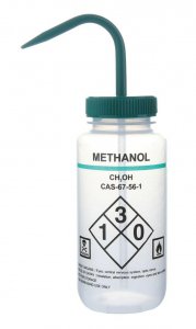 Wide mouth safety labelled wash bottle HS120254