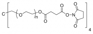 Poly(ethylene oxide), 4-arm, succinimidyl succinate terminated 