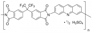 Poly[(4,4-hexafluoroisopropylidene)diphthalic anhydride-alt-3,6-diaminoacridine hemisulfate] 